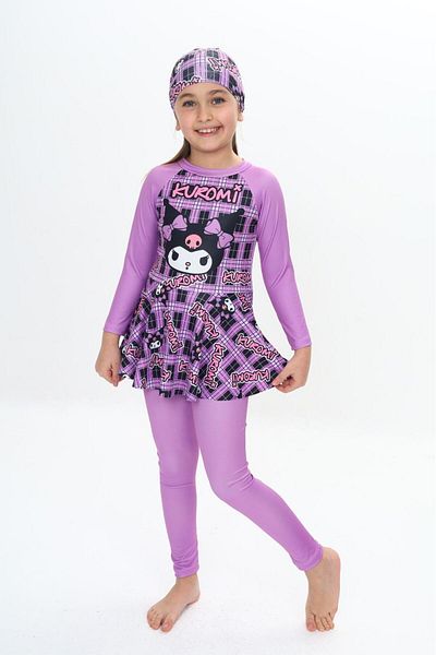 ÖYKÜ KİDS Beaded Girl's Stylish Swimsuit with Skirt Detail