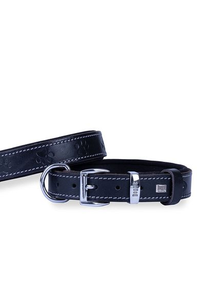 Doggie طوق كلب من الجلد المريح بنمط مخلب أسود متوسط ​​الحجم 3x42-50 سم