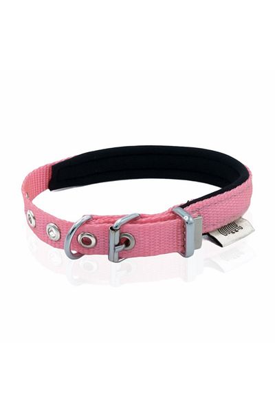Doggie طوق كلب منسوج مريح وردي صغير 1.5x25-30 سم