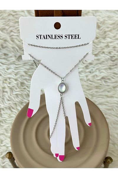 BY YASİN TOPÇU Moonlight Opal Hand Chain – Steel