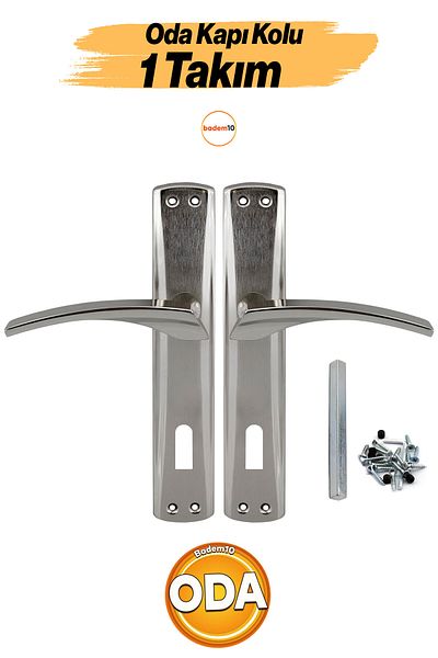 Badem10 Palace Interior Room Door Handle Inox with Mirror Suitable for Right Left Modern Metal Front Back Room Door Handles 1 Set