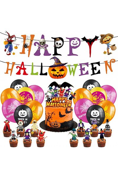 simyron Halloween party set, multicolor, latex/paper, 30 pieces