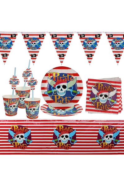 Yisscen party tableware set, pirate theme, paper, multicolor, 30 pieces