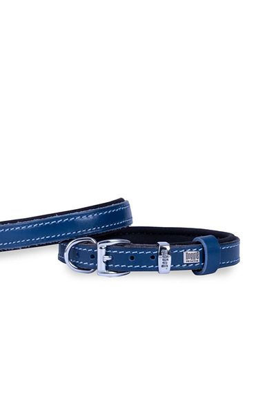 Doggie طوق جلدي مريح للكلاب باللون الأزرق الملكي الصغير مقاس 1.5x20-30 سم