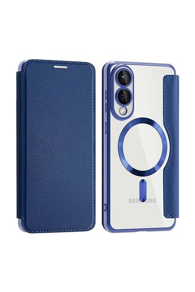 SKYDDAR INNOVATION Case for Samsung Galaxy S25 Edge, SmartMag Book, Magsafe, RFiD, Card Holder, sticker set, Blue