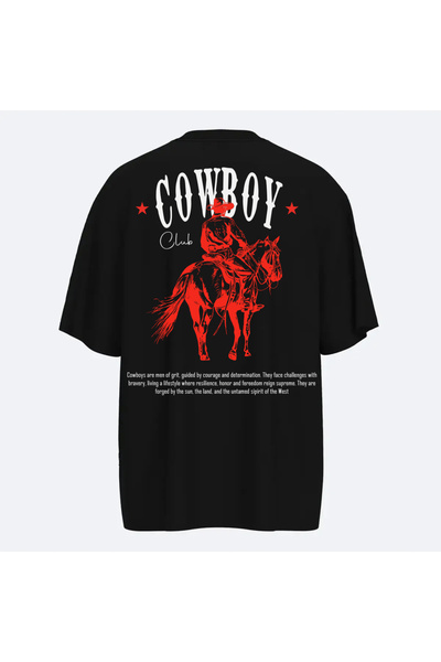 Fandr Store Black Oversize Cowboy Club Unisex T-Shirt