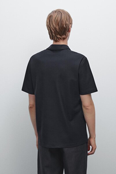 Massimo Dutti Gizli düğmeli dokulu polo yaka t-shirt