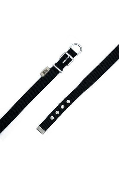 Doggie طوق كلب منسوج مريح أسود صغير 2x20-35 سم