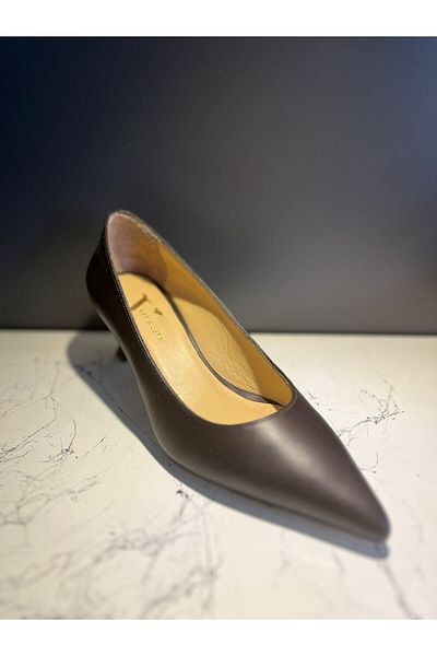 VEYİS USTA Genuine Leather Short Heel Classic Stiletto