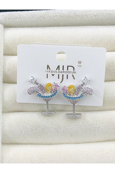 DS DİAMONDSHOP Earring Zircon Stone Model New Season Bykp-202507243