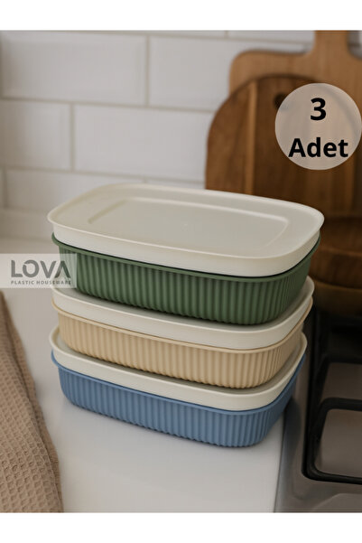 Lova 600 ml Kapaklı Saklama Kabı ( 3 Adet)
