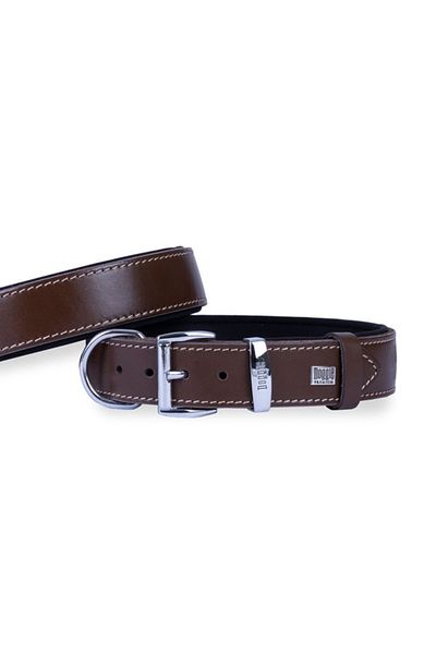 Doggie طوق كلب من الجلد المريح بني متوسط 3.5x47-55 سم