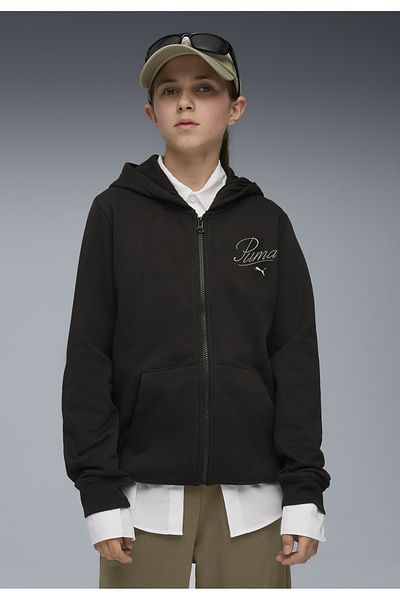 Puma Mikina Essentials Script Full-Zip s kapucňou pre mládež
