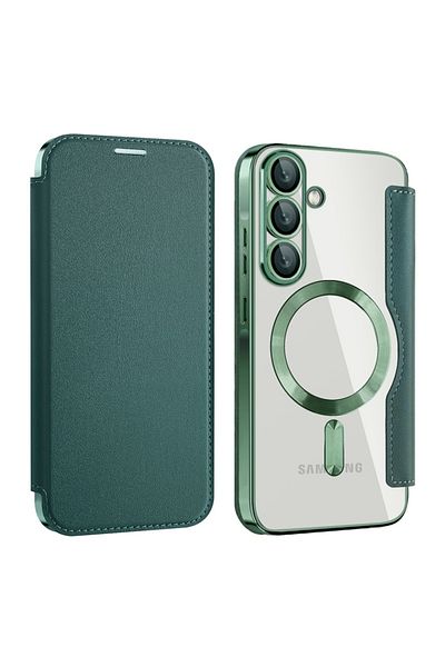 SKYDDAR INNOVATION Case for Samsung Galaxy A56 5G, SmartMag Book, Magsafe, RFiD, Card Holder, sticker set, Green