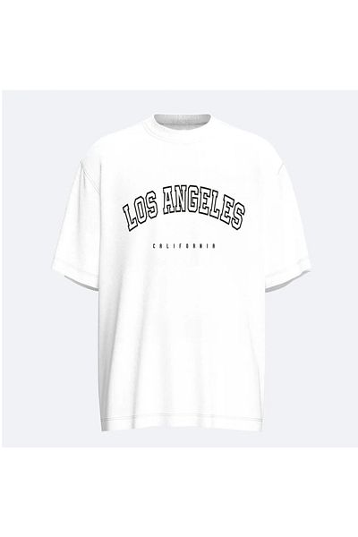 Fandr Store White Oversize Los Angeles Unisex T-Shirt