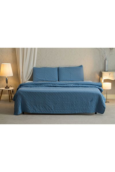 Home Still SET CUVERTURA SOFT 220X240 + 2 FETE DE PERNA 50X70, ALBASTRU