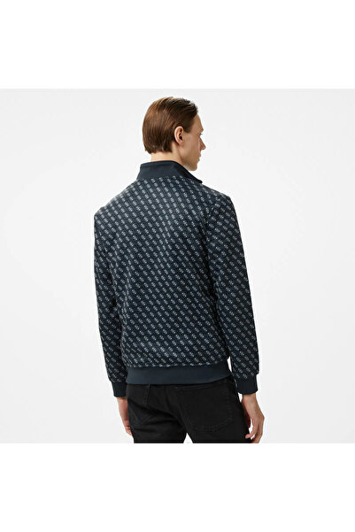 Guess Man Black Korbın Full Zıp Trac - Prınted Double Knıt Eco Jacket