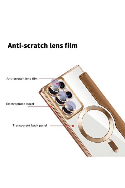 SKYDDAR INNOVATION Θήκη για Samsung Galaxy S22 Ultra, SmartMag Book, Magsafe, RFiD, Θήκη καρτών, σετ αυτοκόλλητων, καφέ