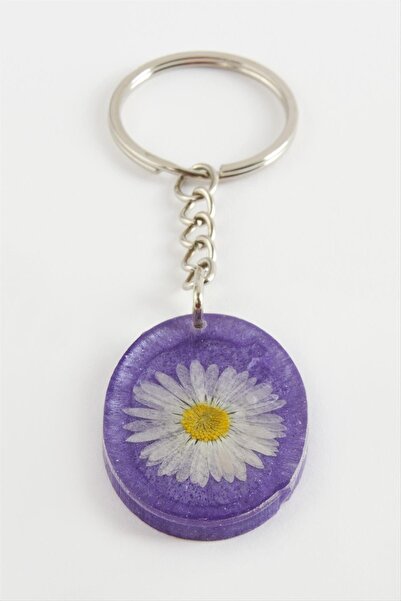 CT STONES Daisy Oval Epoxy Keychain