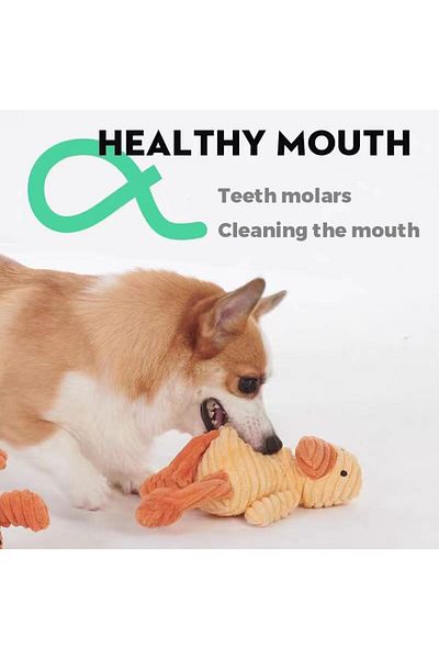 COOYA Dog Plush Sounding Toy,Teething & Bite Resistant Interactive Pet Dog Toy, Plush Stuffed Yellow Duck