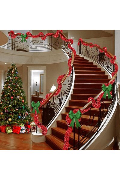 TUIBEIDAMAI Set of 10 Christmas tree garlands Tuibeidamai, foil, red, 2 m x 7 cm