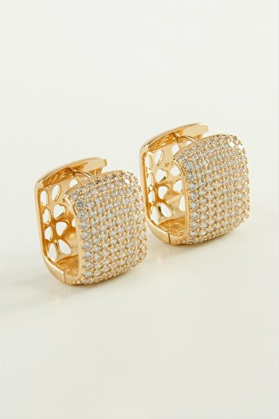 feryal Xuping Square Zircon Stone Luxury Steel Earrings
