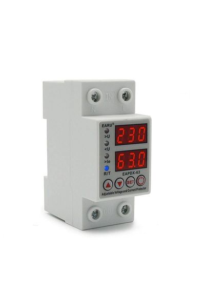 OEM Digital safety relay, adjustable voltage protection, 63A, 230V
