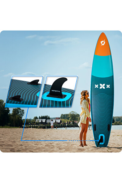 Thunder Storme Inflatable SUP Board, 365x75x15cm, Set With Backpack, Seat, Pump, Azure/Orange