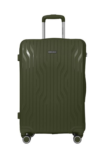 PARAJOHN Cabin Size Polypropylene Hard side Spinner Luggage Trolley 24 Inch - OLIVE GREEN