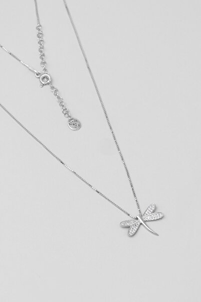 So CHIC... Uğurlu Yusufçuk 18 Ayar Beyaz Altın Kaplama 45 Cm Gümüş Minimal Kolye