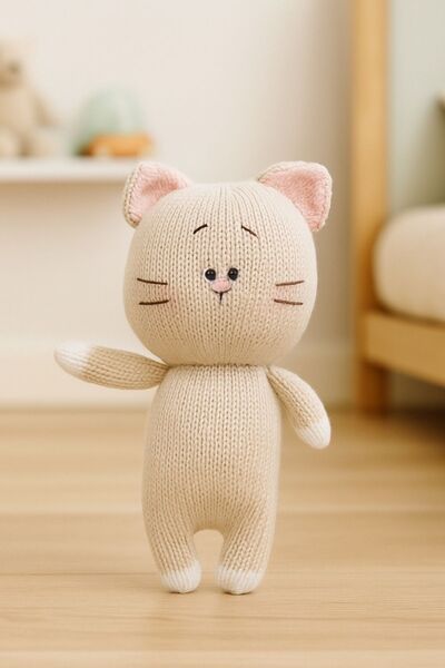 CAPELLA TOYS دمية محبوكة ناعمة من القطيفة، رفيق اللعب كاتي