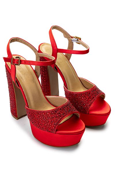 Tamer Tanca Women's Faux Leather Red Heeled Shoes