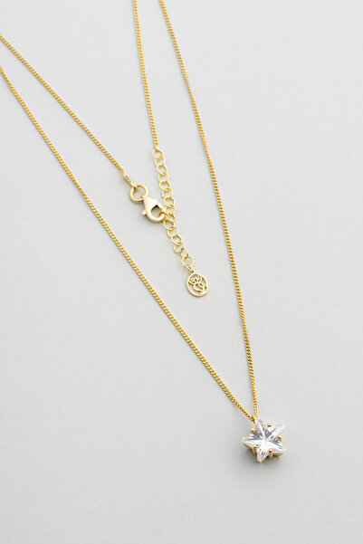 So CHIC... Altair 18 Ayar Sarı Altın Kaplama 45 Cm Gümüş Kolye