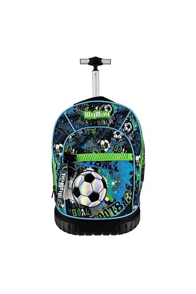 OEM Trolley Backpack Kindergarten Black Ciel Green Lime Large Zipper Football - My Way
