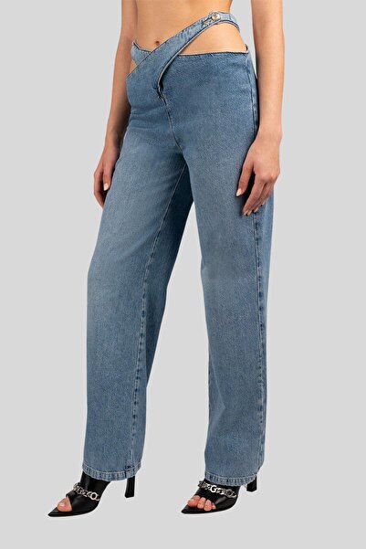 liu.jo Kadın Vurgulu Tutturmalı Jean Pantolon Mavi
