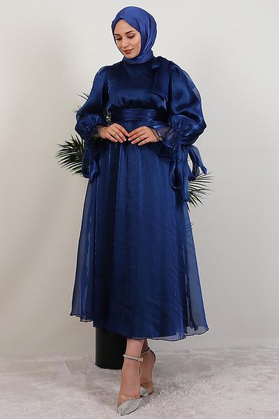 GİYZAMİLA Misha Hijab Dress Navy Blue