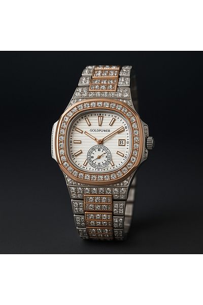 Goldpower Luxury Women's Wristwatch with Stone Calendar