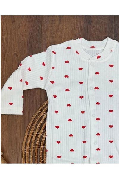 Baby Wings Heart Printed Snap Fastener Girl Jumpsuit