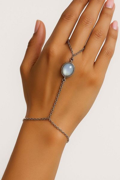 BY YASİN TOPÇU Moonlight Opal Hand Chain – Steel