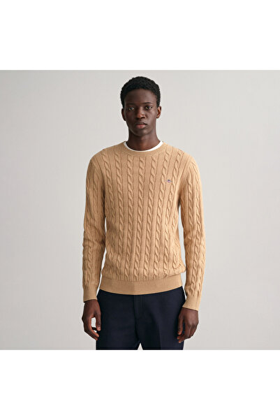 Gant Erkek Bej Regular Fit Bisiklet Yaka Kazak
