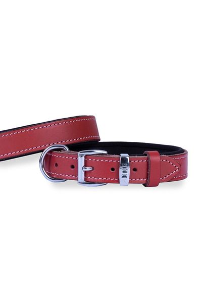 Doggie طوق كونفور جلد للكلاب مقاس متوسط ​​أحمر 3x42 50 سم
