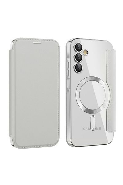 SKYDDAR INNOVATION Case for Samsung Galaxy A15 4G 5G, SmartMag Book, Magsafe, RFiD, Card Holder, sticker set, Gray
