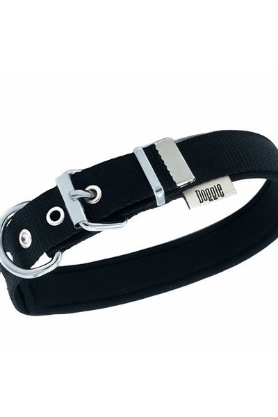 Doggie طوق كلب منسوج مريح أسود كبير 2.5x42-50 سم