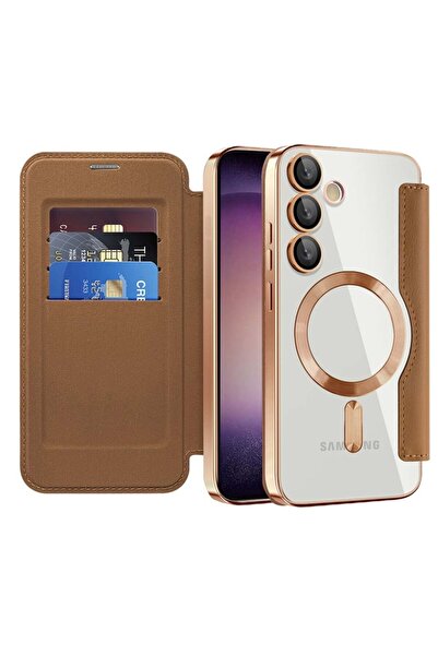 SKYDDAR INNOVATION Θήκη για Samsung Galaxy S23 Plus, SmartMag Book, Magsafe, RFiD, Θήκη καρτών, σετ αυτοκόλλητων, καφέ
