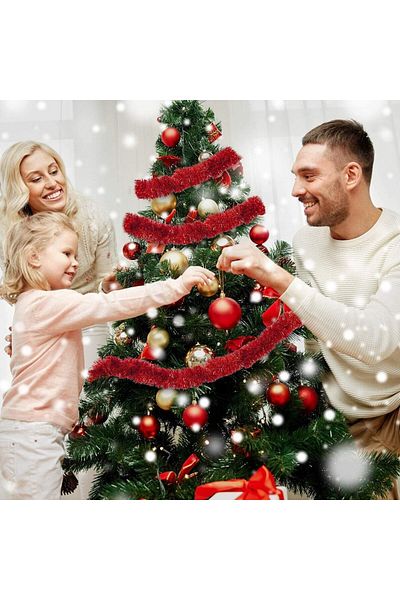 TUIBEIDAMAI Set of 10 Christmas tree garlands Tuibeidamai, foil, red, 2 m x 7 cm