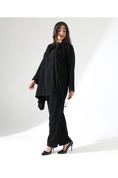 Fi'l Arz Fashion İnci Asymmetric Tunic Hijab Suit
