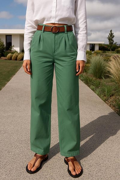 HAKKE Gabardine palazzo belted trousers