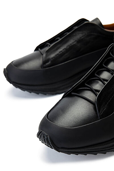 Tamer Tanca Erkek Hakiki Deri Siyah Sneakers & Spor Ayakkabı