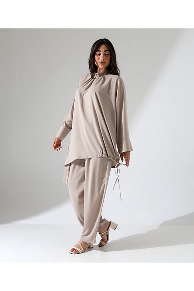 Fi'l Arz Fashion İnci Asymmetric Tunic Hijab Suit
