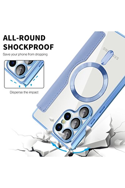 SKYDDAR INNOVATION Θήκη για Samsung Galaxy S25 Ultra, SmartMag Book, Magsafe, RFiD, Θήκη καρτών, σετ αυτοκόλλητων, Μπλε